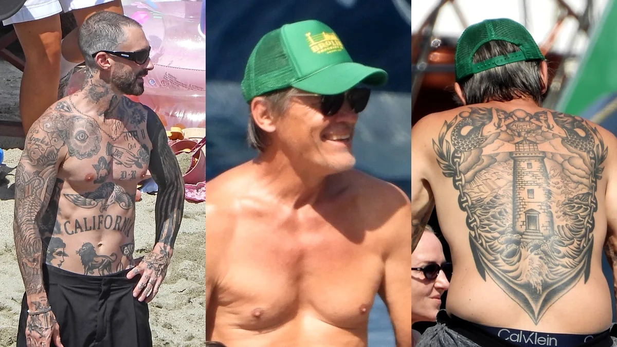 Adam Levine & Josh Brolin Bare Tattooed Bodies While Going Shirtless on Vacation Together