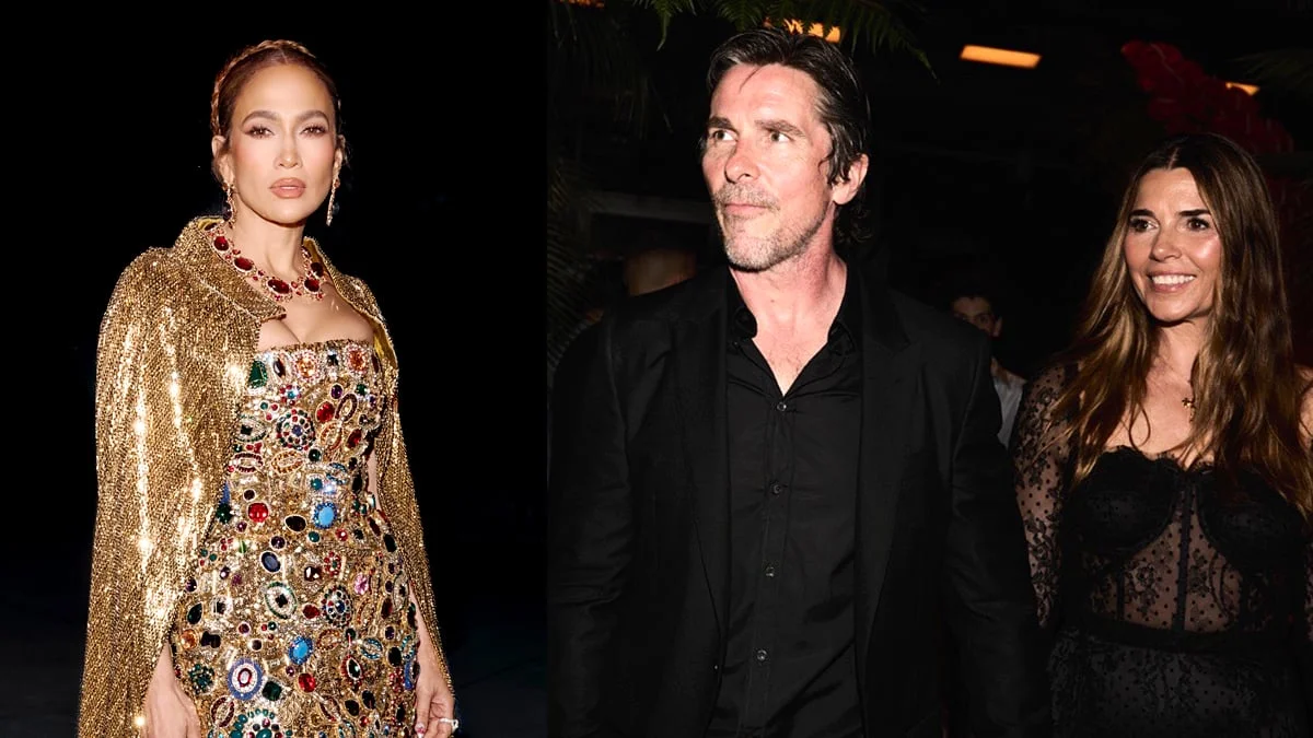 Jennifer Lopez Stuns in Bejeweled Dress at Dolce&Gabbana Fashion Show Alongside Christian Bale & Wife Sibi