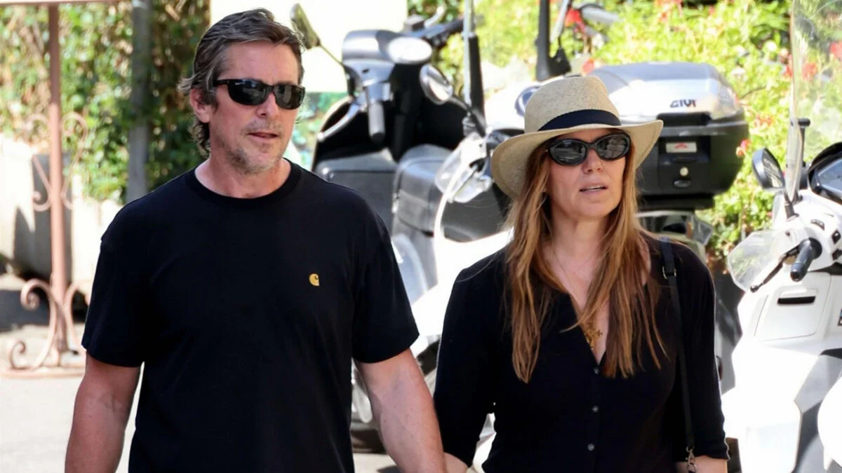 Christian Bale & Wife Sibi Hold Hands While Shopping on Vacation in Sicily