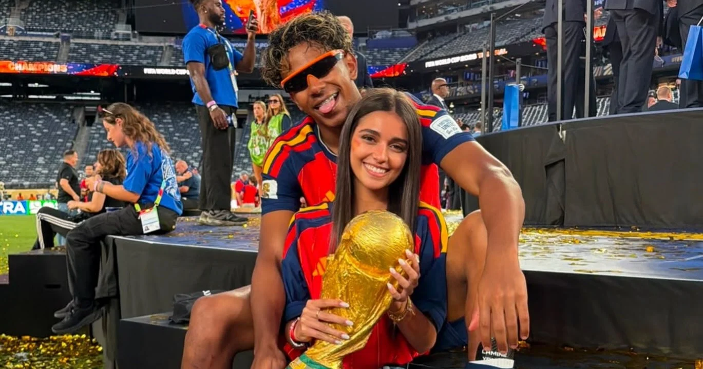 Lamine Yamal’s Girlfriend Ines Garcia Santos Poses With World Cup Trophy