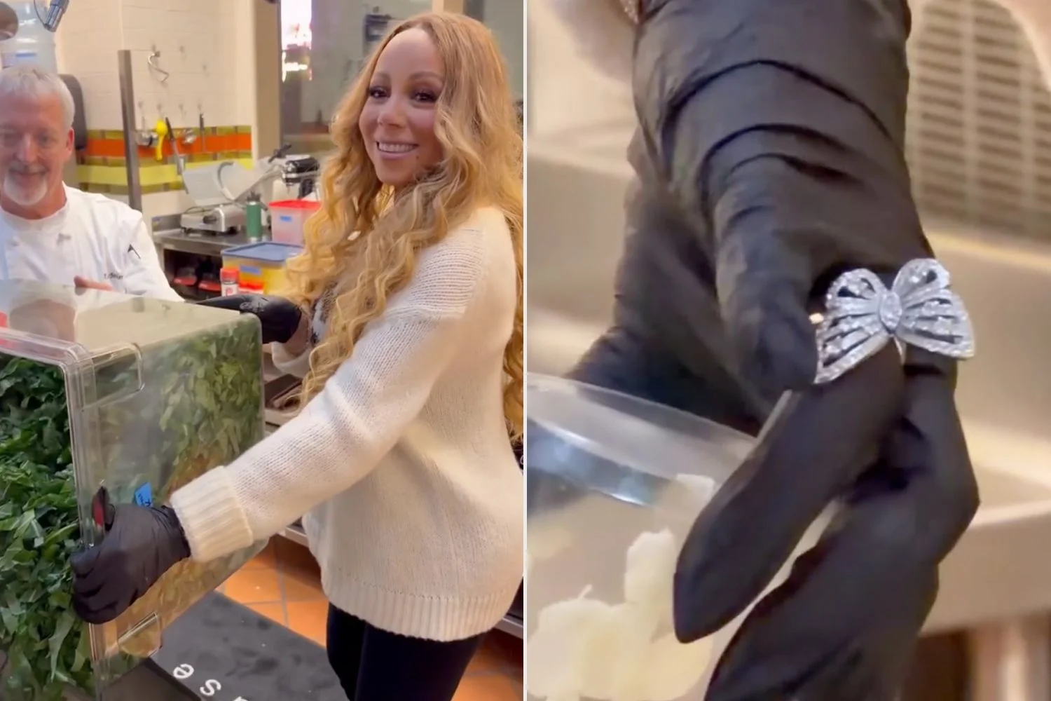 Of Course Mariah Carey Wears a Massive Butterfly Ring (and Sings!) While Making Greens on Thanksgiving 